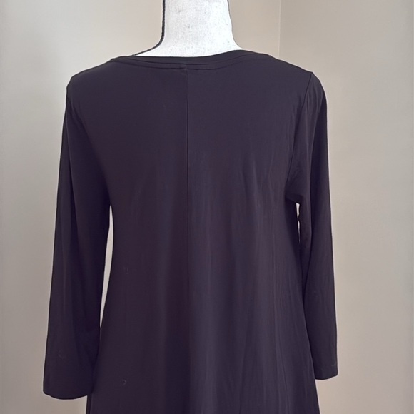 Time and Tru Women 3/4 Sleeve Knit T-Shirt Dress Solid Black Pockets Small 4 6 - Picture 4 of 6